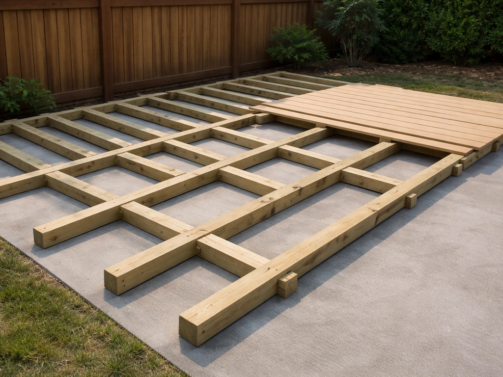 how to build a patio deck over concrete