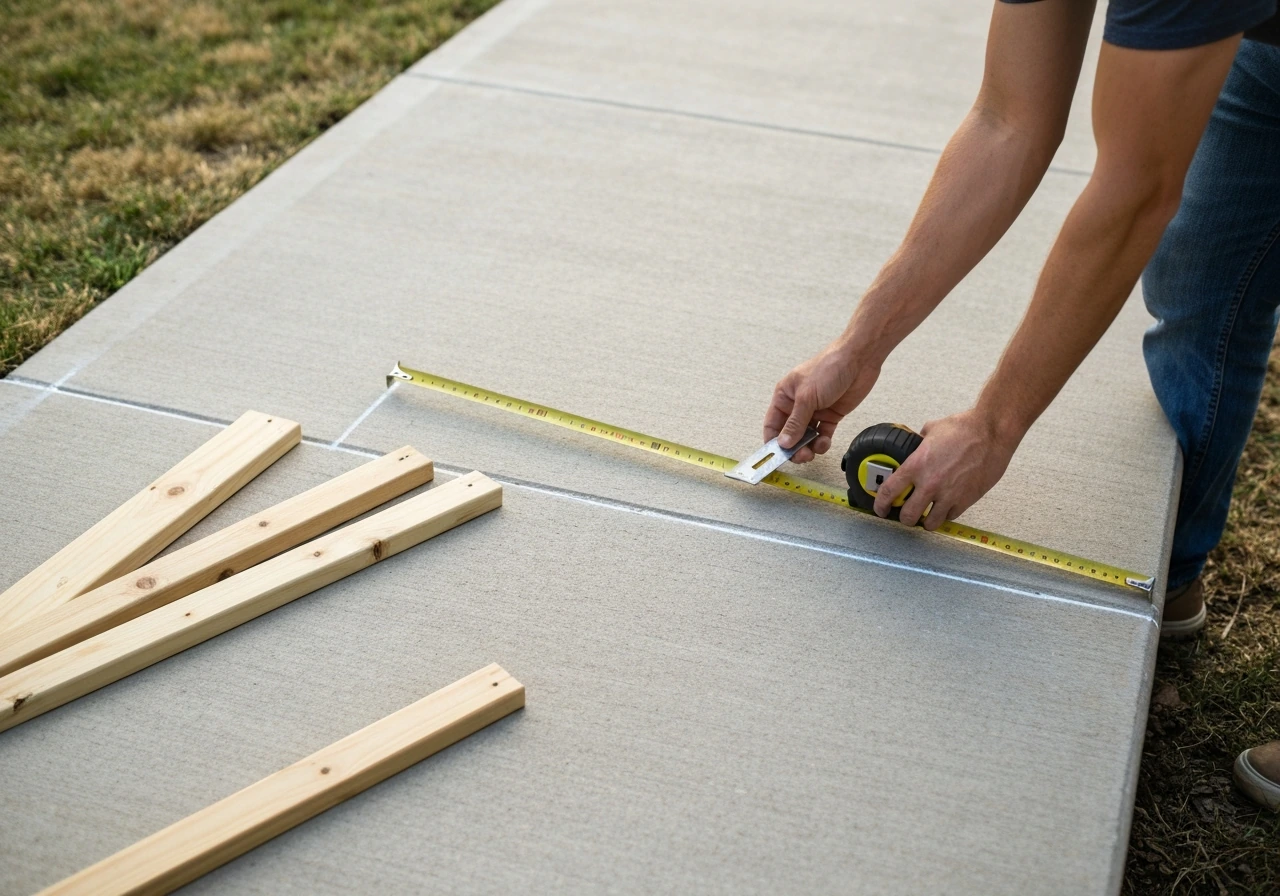 concrete patio with wood steps