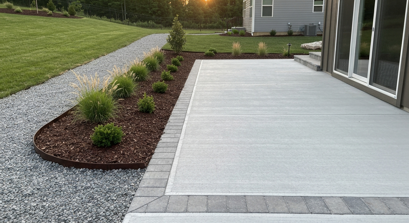 how to landscape around a concrete patio