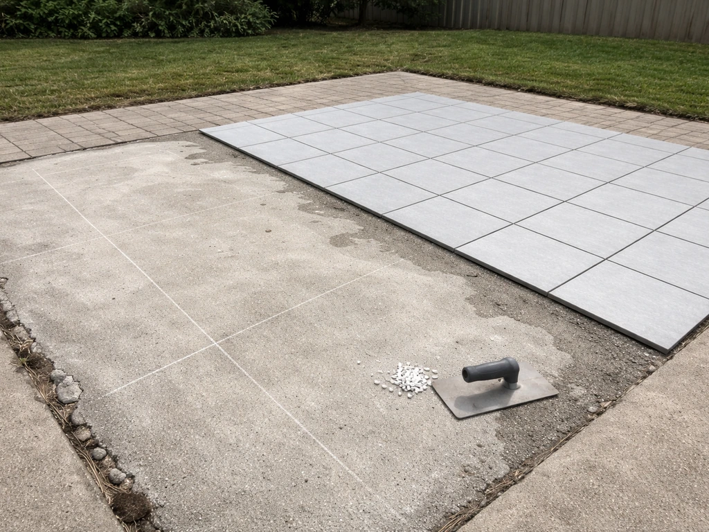 how to tile patio on concrete
