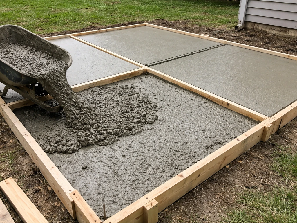 how to pour concrete patio in sections