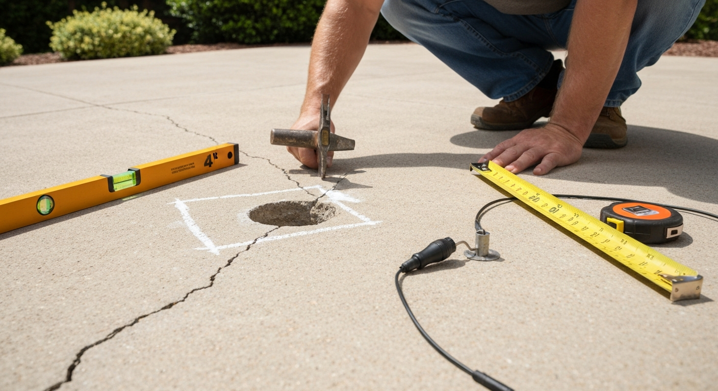 how to fill holes in concrete patio
