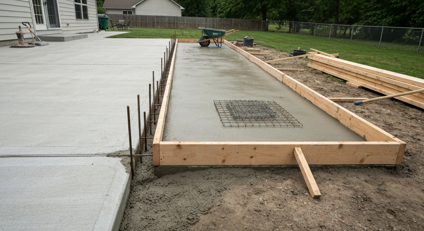 how to add a concrete patio